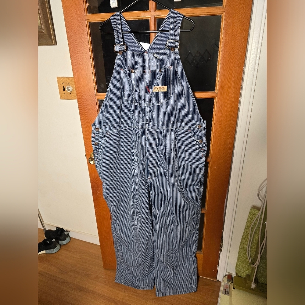 Big Mac Blue Striped Overalls 50 X 32